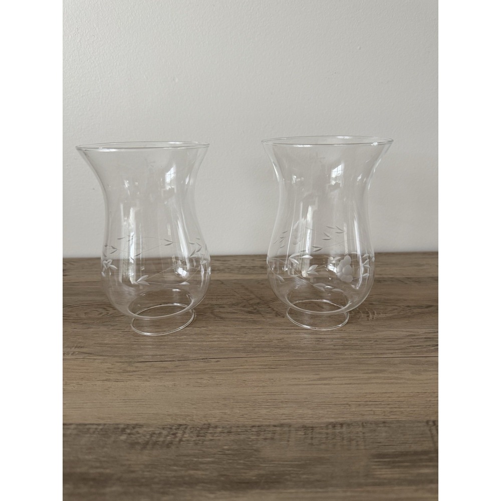 Vintage Pair Princess House Heritage Hurricane Candle Lamp Shades 2.25" Fitter